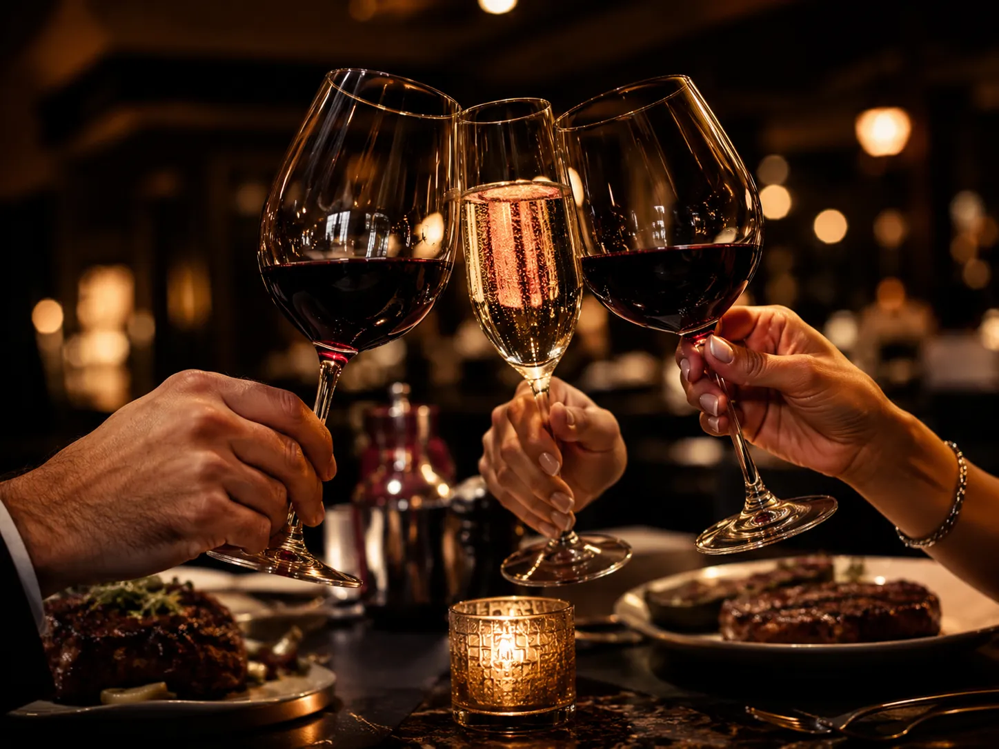Brindis con copas de vino en celebración LUME