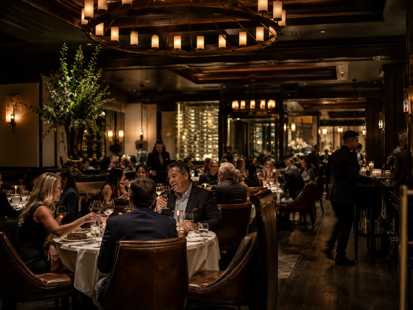 Salón principal con iluminación cálida íntima
